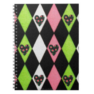 Cuaderno Impresión colorida Harlequin con corazón Rosa