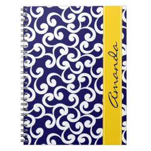 Cuaderno Impresión con monograma azul marino de los