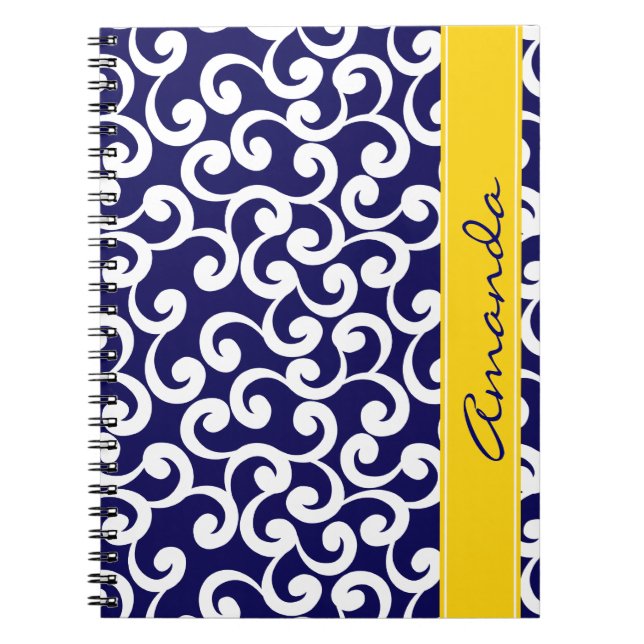 Cuaderno Impresión con monograma azul marino de los (Frente)
