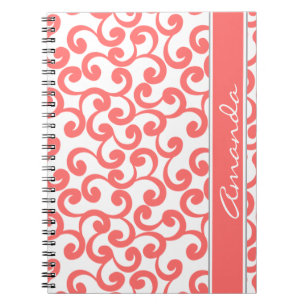Cuaderno Impresión con monograma coralina de los elementos