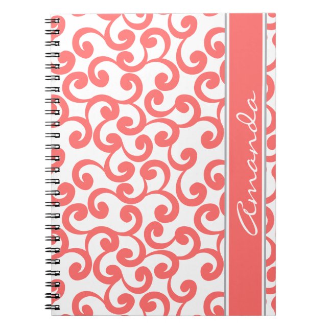 Cuaderno Impresión con monograma coralina de los elementos (Frente)