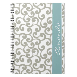 Cuaderno Impresión con monograma gris de los elementos del