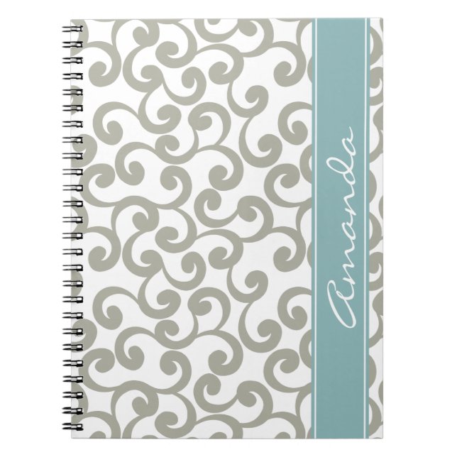 Cuaderno Impresión con monograma gris de los elementos del (Frente)