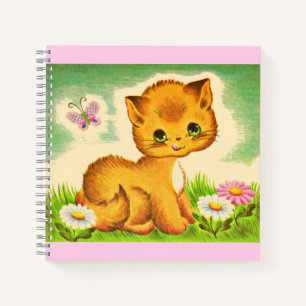 Cuaderno impresión de adorable gatito de ojos verdes