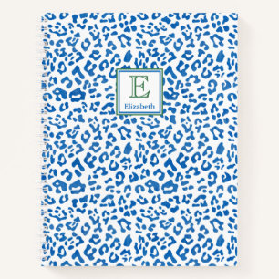 Cuaderno Impresión de animales azules y verdes preppy