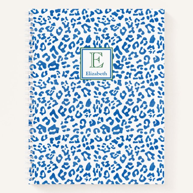 Cuaderno Impresión de animales azules y verdes preppy (Anverso)