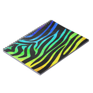 Cuaderno Impresión de animales de moda arcoiris y cebra neg