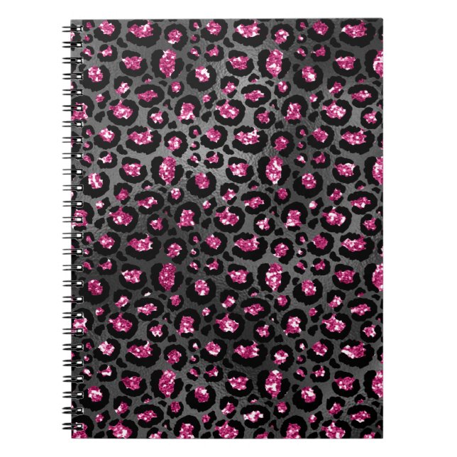 Cuaderno Impresión de animales de vidrio rosa y negro brill (Frente)