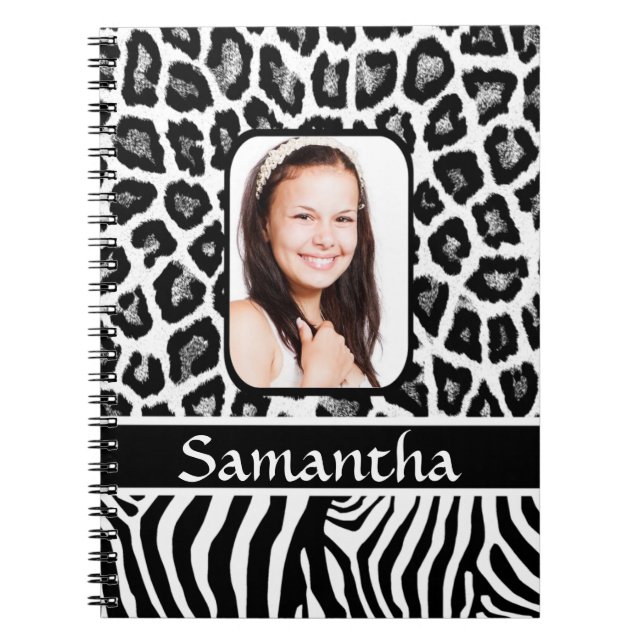 Cuaderno Impresión de animales en blanco y negro (Frente)