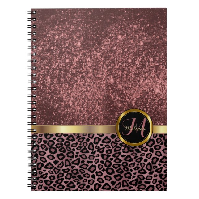Cuaderno Impresión de animales leopardos con Purpurina de o (Frente)
