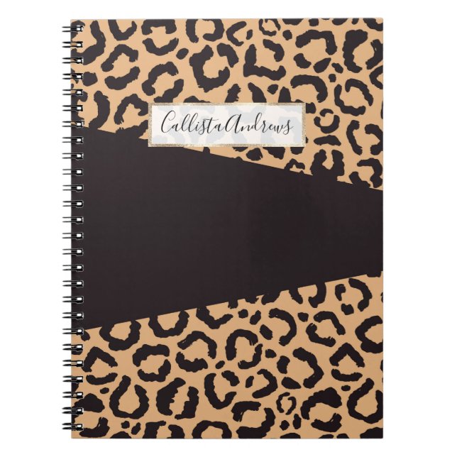 Cuaderno Impresión de animales modernos de leopardo de oro  (Frente)