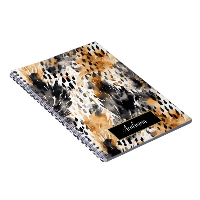 Cuaderno Impresión de animales salvajes de leopardo negro d (Lado Derecho)