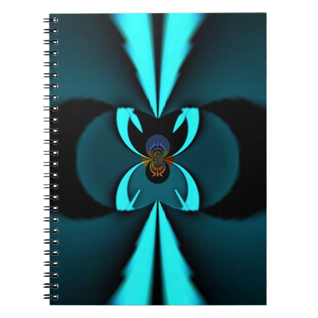 Cuaderno Impresión de arte abstracto de cian y negro (Frente)