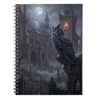 Cuaderno Impresión de arte de búho gótico noche oscura