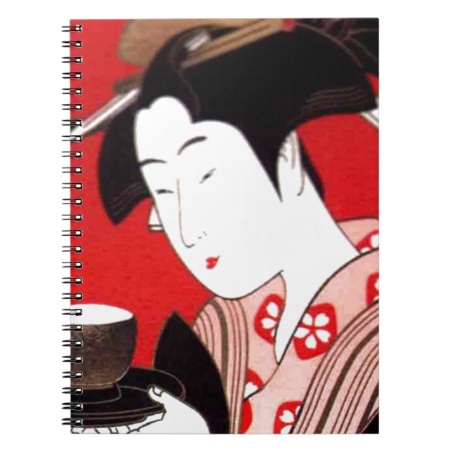 Cuaderno Impresión de arte de ceremonias de té Lady japones (Frente)