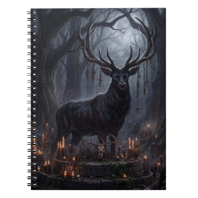 Cuaderno Impresión de arte de ciervo gótico Bosque Oscuro (Frente)