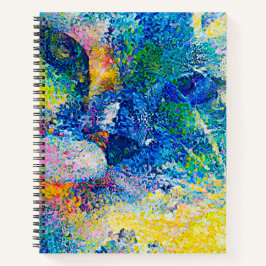 Cuaderno Impresión de arte de gato abstracto vibrante