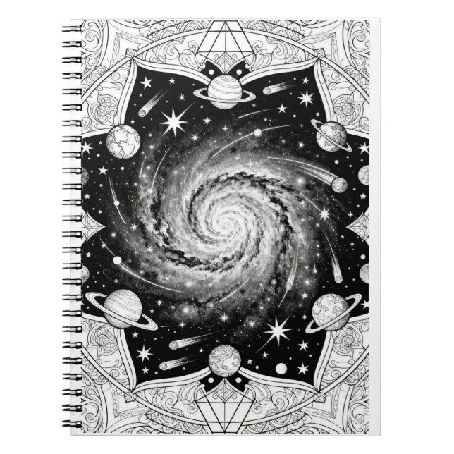 Cuaderno Impresión de arte de mandala de galaxia celestial  (Frente)