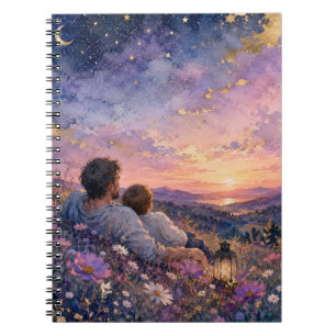 Cuaderno Impresión de arte en acuarela de padre e hijo mira