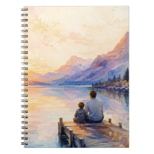 Cuaderno Impresión de arte en acuarela del lago Padre e Hij