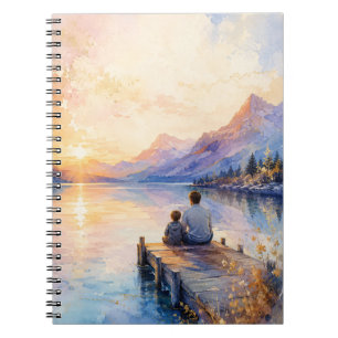 Cuaderno Impresión de arte en acuarela del lago Padre e Hij