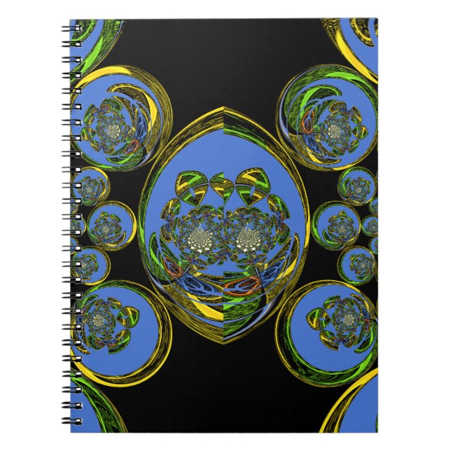 Cuaderno Impresión de arte en Kaleidoscope azul y amarillo (Frente)