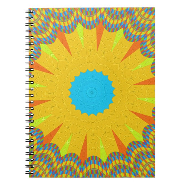 Cuaderno Impresión de arte en mandarina cian y oro (Frente)