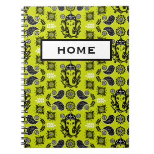 Cuaderno Impresión de arte hindú con tema de Ganesha