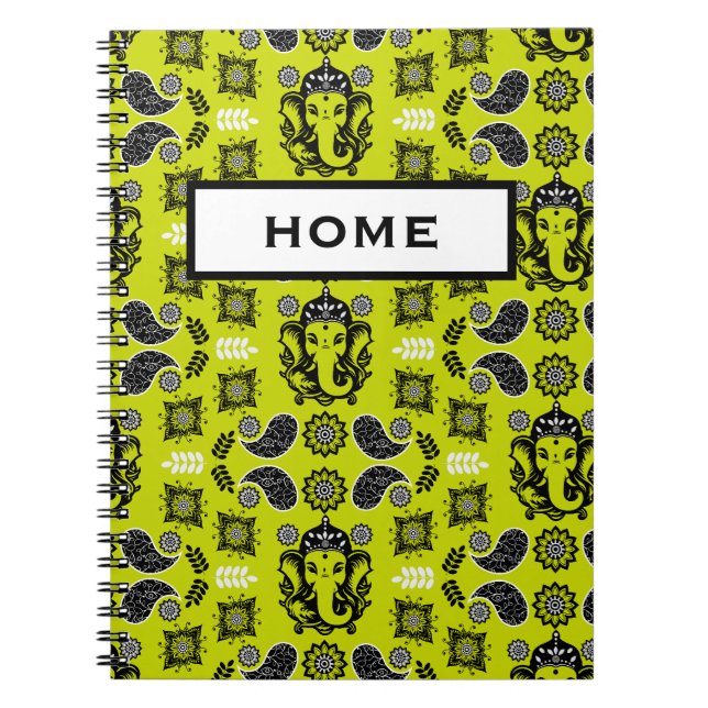 Cuaderno Impresión de arte hindú con tema de Ganesha (Frente)
