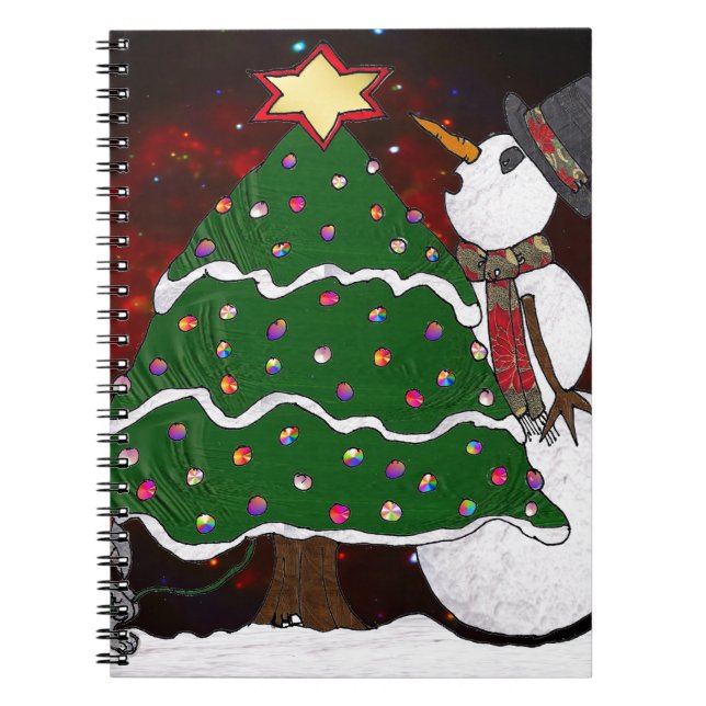 Cuaderno Impresión de arte sorpresa para Snowman Tree Chris (Frente)