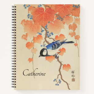 Cuaderno Impresión de aves acuáticas japonesas vintage