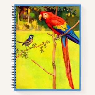 Cuaderno impresión de brillo y loro