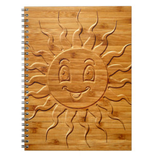 Cuaderno Impresión De Cara Sonriente De Sol Esculpida En Ma