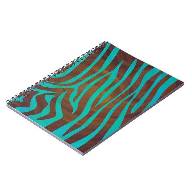 Cuaderno Impresión de cebra Brown y Verde azulada (Lado Izquierdo)