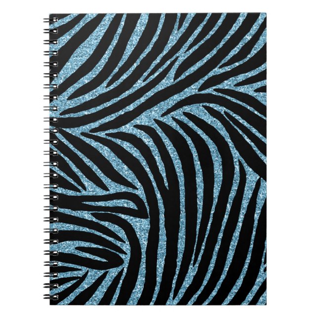 Cuaderno Impresión de cebra de brillo Aqua Faux (Frente)