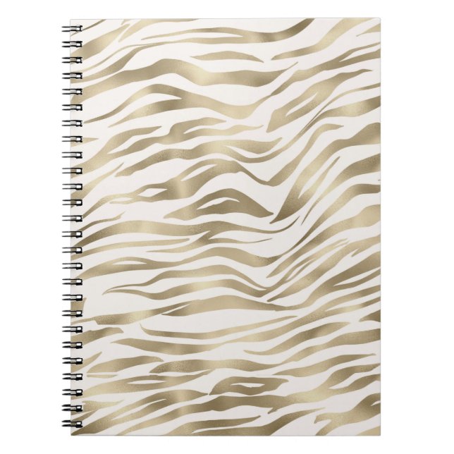 Cuaderno Impresión de cebra de crema dorada (Frente)
