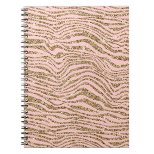 Cuaderno Impresión de cebra Purpurina de imitación de oro r