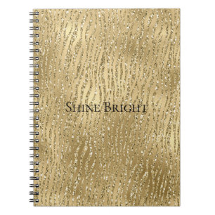 Cuaderno Impresión de cebra Purpurina Gold Glam Glitzy