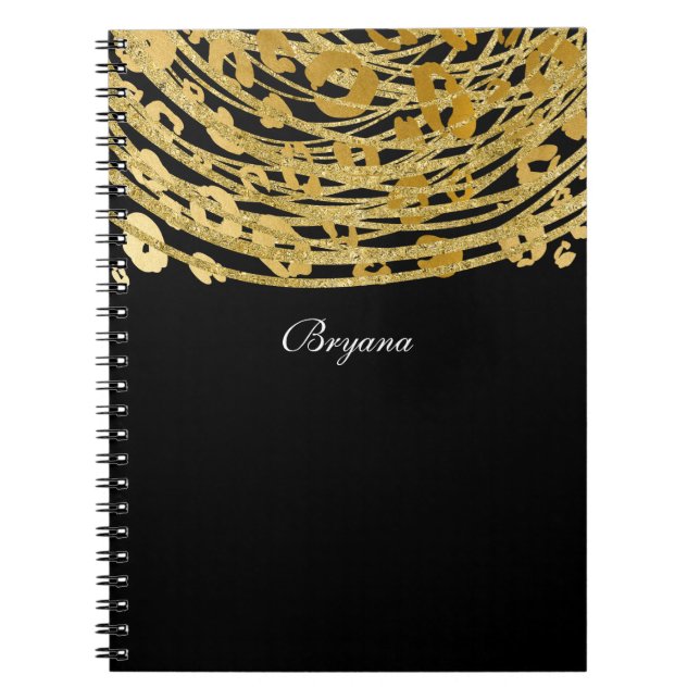 Cuaderno Impresión de Cheetah Golden Glam Impresión de anim (Frente)
