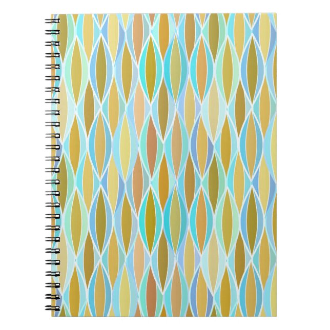 Cuaderno Impresión de cinta de mediados de siglo - azules y (Frente)