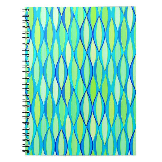 Cuaderno Impresión de cinta de medio siglo - turquesa y lim (Frente)