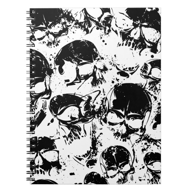 Cuaderno impresión de cráneos de borrón (Frente)