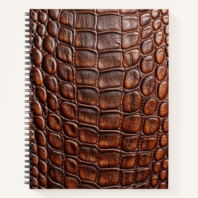 Cuaderno Impresión de cuero falso de piel de cocodrilo marr (Anverso)