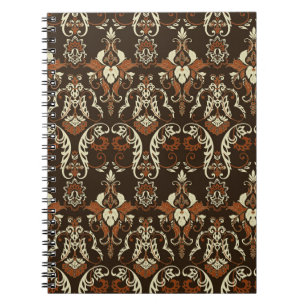 Cuaderno Impresión de damasco floral: sin costuras vintage.