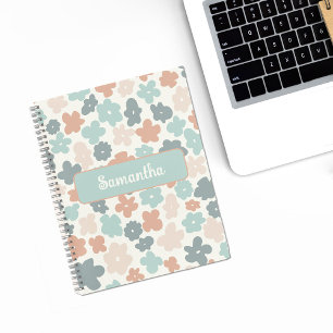 Cuaderno Impresión de flores de Boho retro pastel