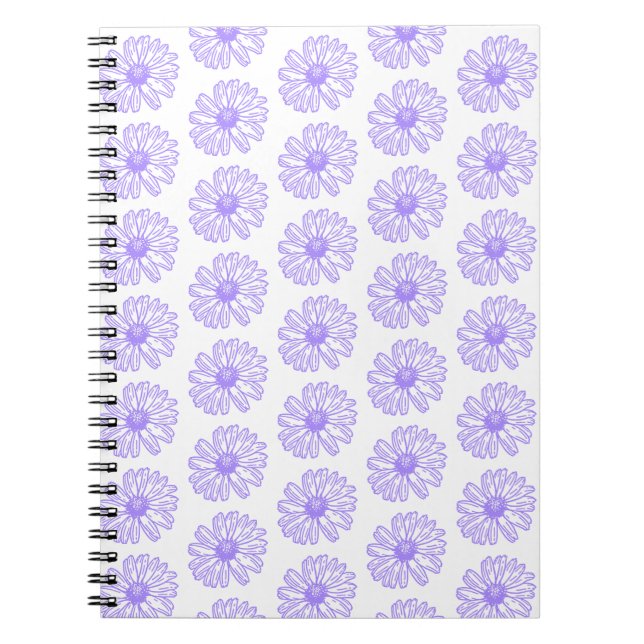 Cuaderno Impresión de flores de margarita púrpura pastel, f (Frente)