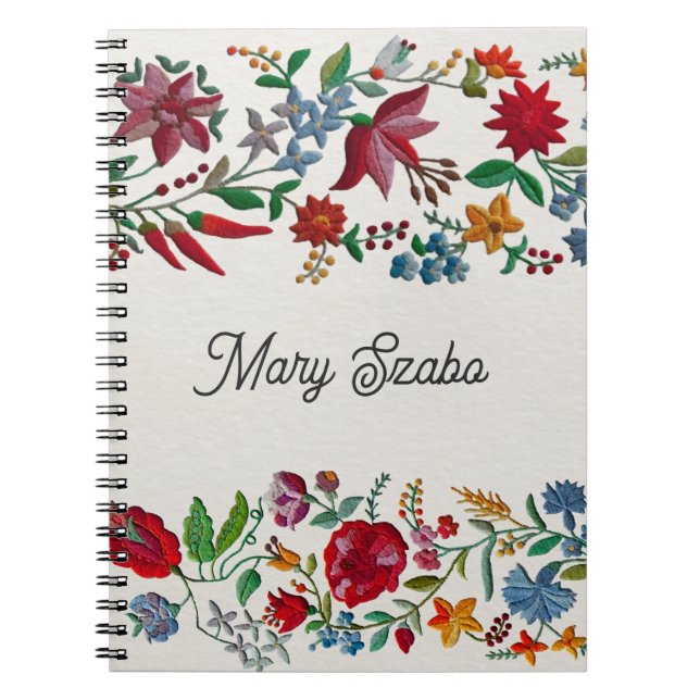 Cuaderno Impresión de flores en el bordado de Kalocsa (Frente)