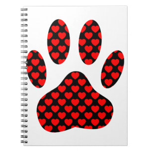 Cuaderno Impresión de garras de perro con corazón