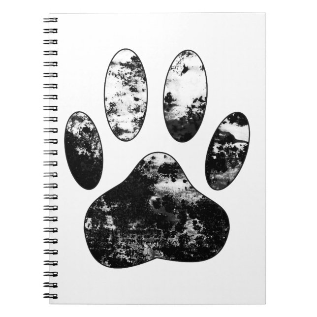 Cuaderno Impresión de garras de perro negro y blanco (Frente)