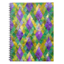 Cuaderno Impresión de Harlequin de vidrio templado Mardi Gr